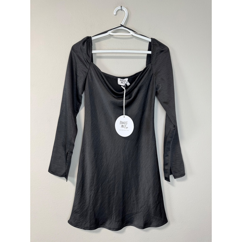NWT Princess Polly Star Power Mini Dress Black Long‎ Sleeve Square Neck Size 2 - Picture 10 of 10
